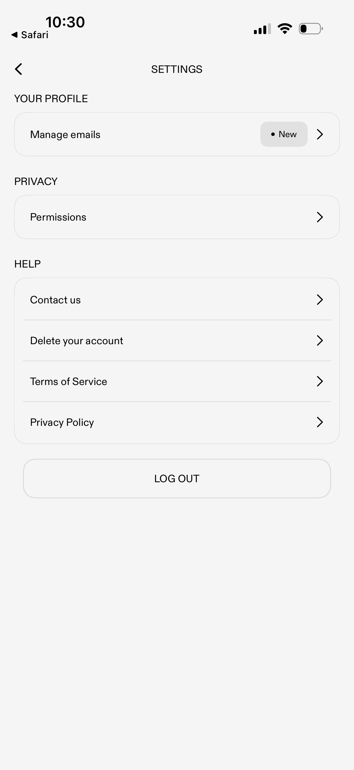 selleb settings screenshot